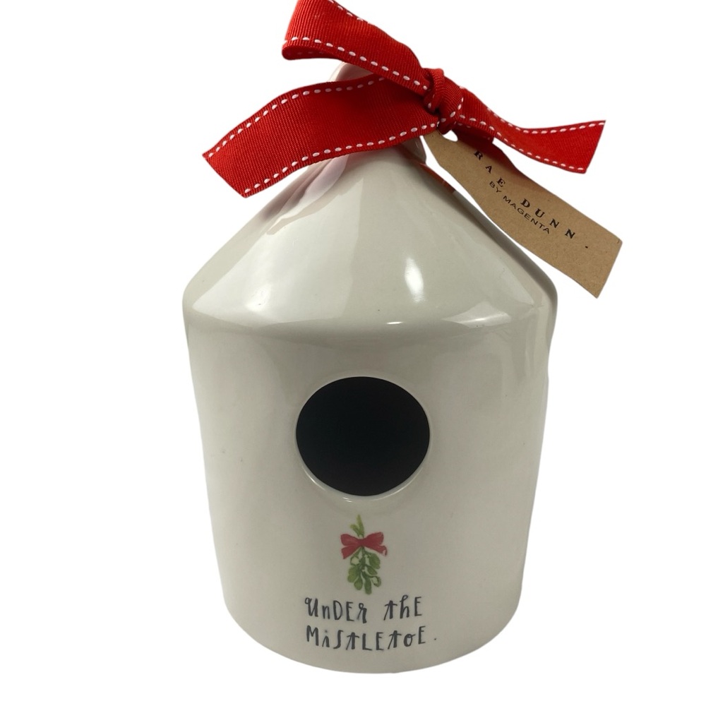Rae Dunn Under The Mistletoe Ceramic Birdhouse Christmas Decoration